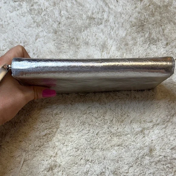 Tory Burch Metallic Leather Continental Zip Around Wallet